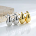 2023 Fashion Minimalist Hollow Out Water Drop Big Stud Earrings for Women 14k Gold Plated Brass Jewelry