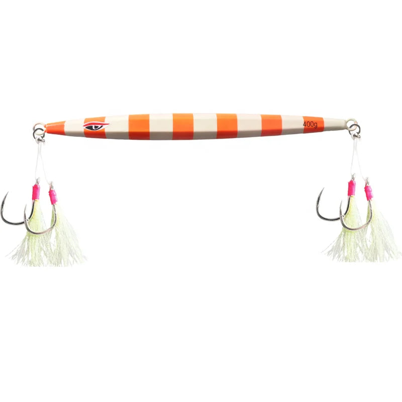 400g 500g Fast Sinking Fast Pitch Jigs Lure with Assist Glow Hooks Lead Lure Jig Quality Metal Jig