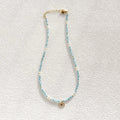 Handmade Blue Natural Stone Beaded Stainless Steel Waterproof Clasp Thin Eye Charms Necklace Women and Girls Jewelry