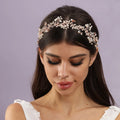 Handmade Pearl Alloy Headband Leaf Hairband Bride Wedding Tiara Crown