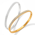 Wholesale Crystal Gold Plated Stainless Steel Jewelry Fine Jewelry Bracelets Women Bangles
