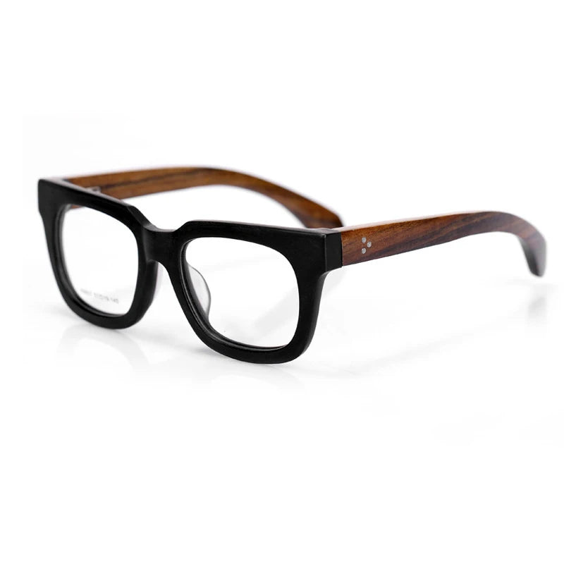 Wooden Temple Retro Unisex Fashion Full Rim Prescriptions Lens Optical Eyewear Frame Eyeglasses