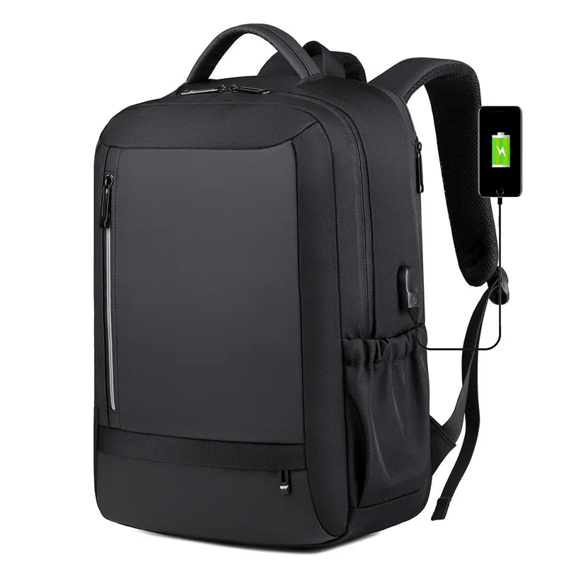 New Arrival Oxford  and PU Film School Bags Laptop Backpack With  USB Charging Port for Man