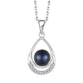 Wholesale New Design Morden Big Clover Drop Shape Sterling Silver Synthetic Black Pearl Mount Pendant