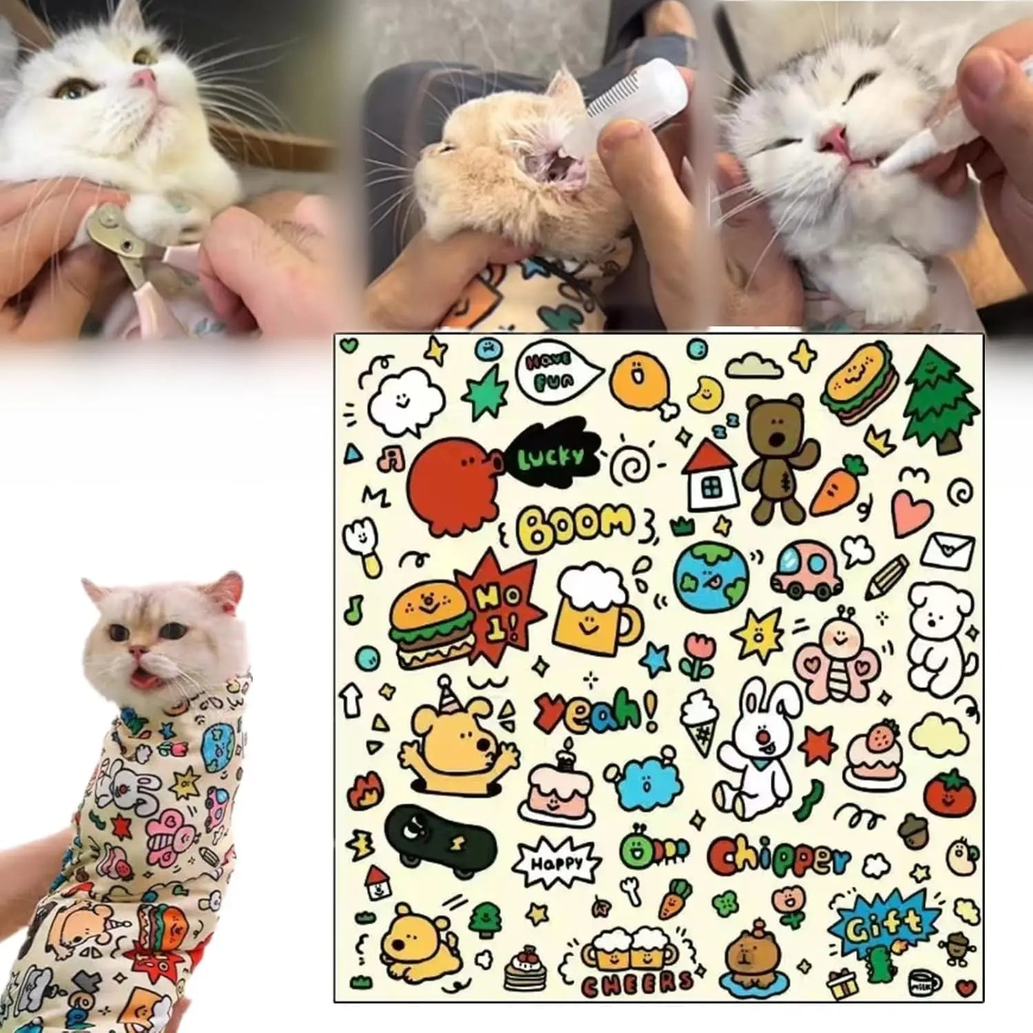 Cat Grooming Wrap Cat Cutting Nails Wrap Pet Grooming Tool Prevent Scratching and Biting Pet Cat Grooming Bag