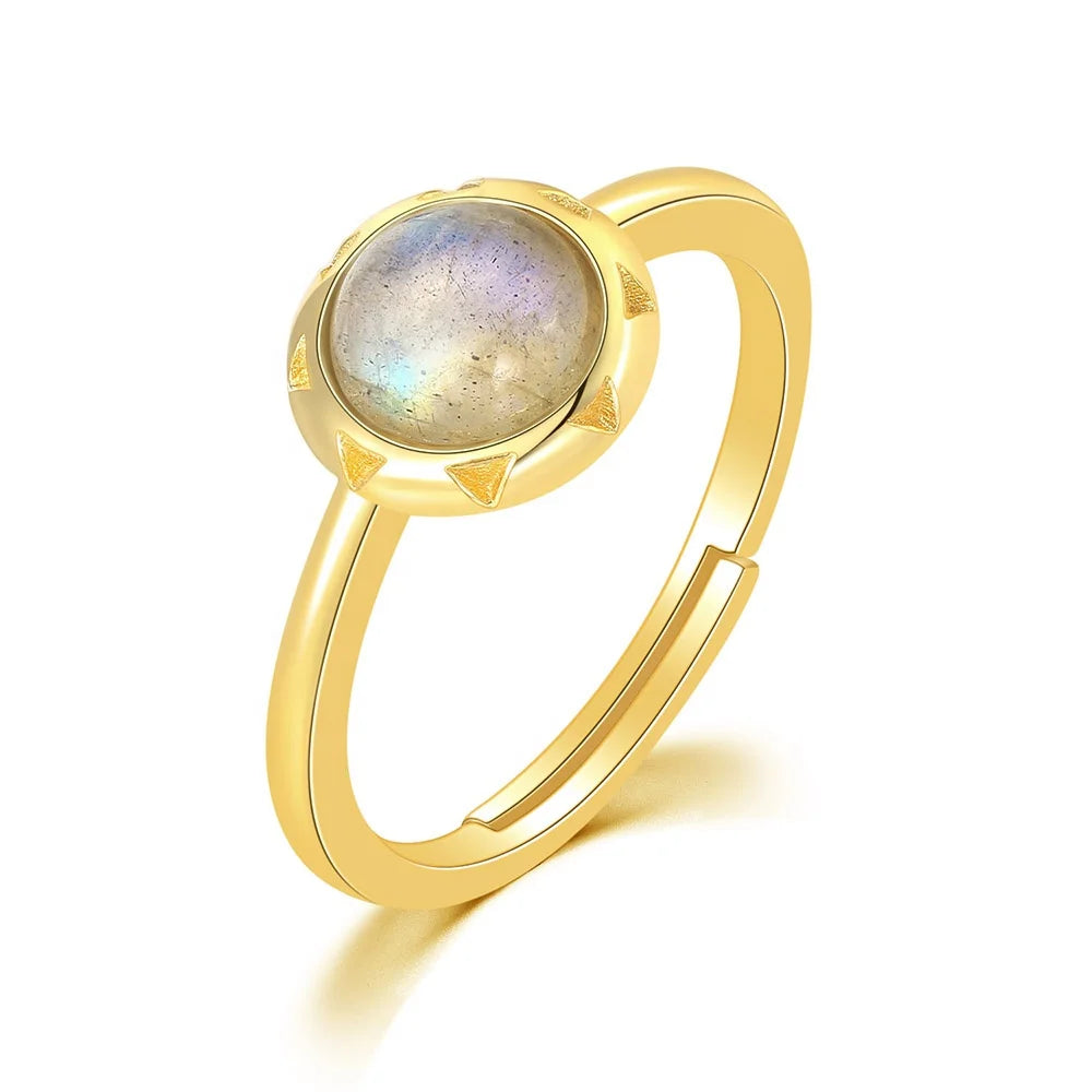 S925 Fine Jewelry Manufacturer Supply New Design Ladies Natural Labradorite Finger Ring RI122