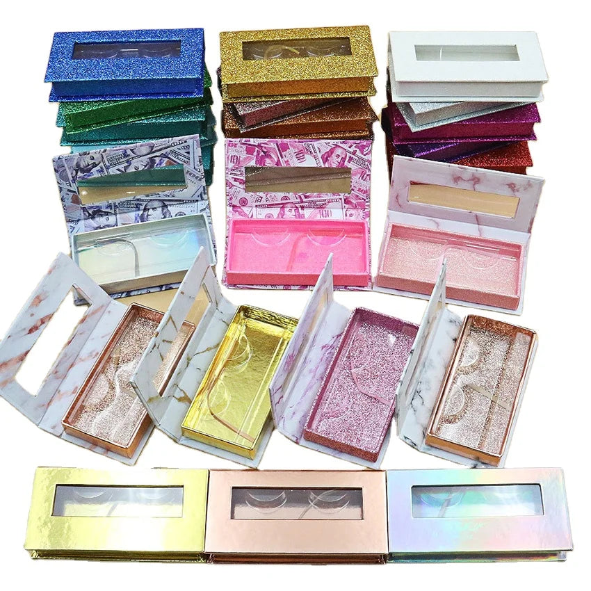 Wholesale Lash Box Cardboard Box Foil Stamping Beauty False Eyelash Paper Packaging Boxes Rose Gold Custom Logo Printing Accept
