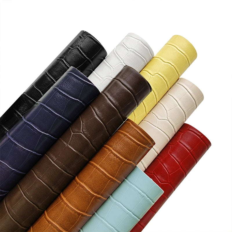 Fancy Water Resistant Plain Color Crocodile Oil Tanned Faux Leather Fabric Crocodile Pattern Faux Leatherette for Making Wallet