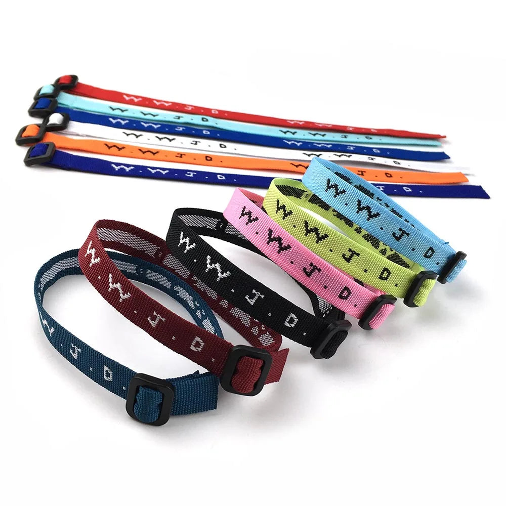 Polyester Jacquard Bracelet That Says WWJD Adjustable Mesh Custom WWJD Bracelets Woven