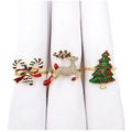 Wholesale Set of 6 Assorted Christmas Napkin Rings Rhinestone Metal Napkin Holder for Holiday Party Table Decoration