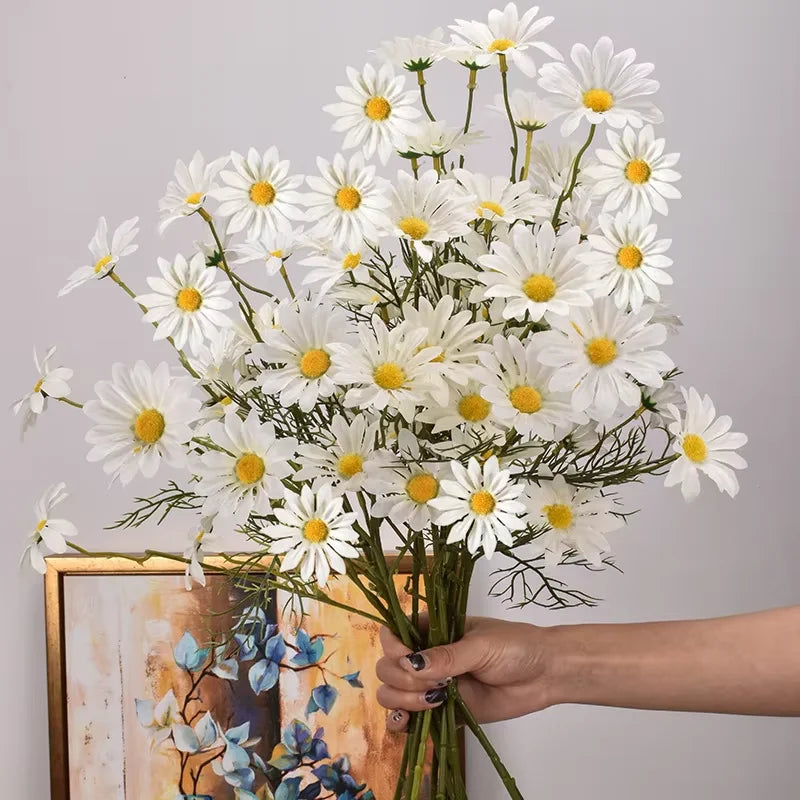 Wedding Garden Home Decoration European Artificial Daisy Chamomile White and Yellow Flowers