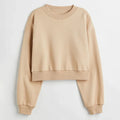Wholesale Custom Women's Autumn Short Oversized Crewneck Sweatshirt Sweater Long Sleeve Cropped Tracksuit Terry Fabric Front