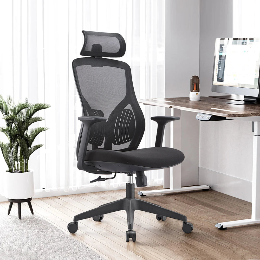 Good Quality China Factory High Back Mesh Office Chair with Height Adjustable Headrest and Nylon Base