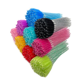Glitter Cleansing Cosmetic Pink Eyebrow Tool Micro Applicator Wand Extension Mascara Eyelash Spoolie Eye Lash Disposable Brush