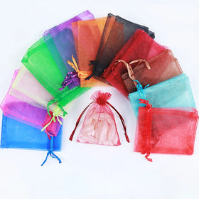 Organza Bags Mini Custom Logo Package Storage Wedding Party Birthday Jewelry Pouch Drawstring Line Low Price Hot Sale