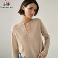 2026 Knitwear Vendors Custom Ladies Cotton Cashmere Split Neck Pull Over Sweater