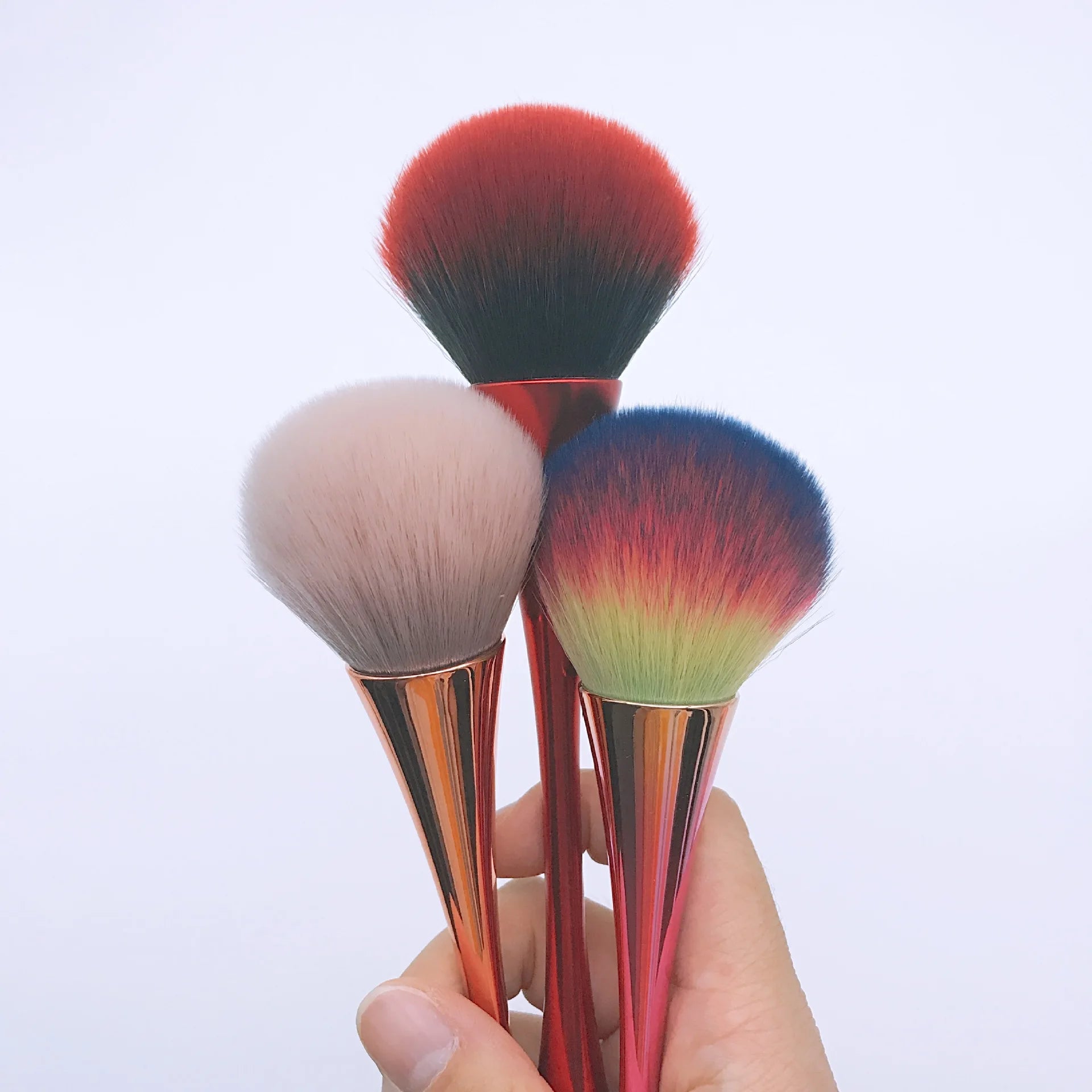 Custom Luxury New Design Rainbow Makeup Brushes Loose Powder Synthetic Hair Resin Handle ODM Brand Private Label Face Use