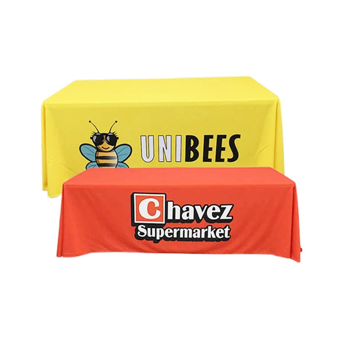 Best Selling 6ft Custom Draped Outdoor Vintage Portable Polyester Party Fitted Table Cover Printed Exhibition Tablecloths Trade