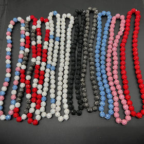 Rhinestone Baseball Inspired Alloy Beaded Necklace Discoball Necklace Jewelry for Baseball Team Lovers