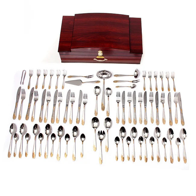 Wholesale Stainless Steel Fork Knife Spoon Dinner Set 72 Pcs Luxury Silverware Set