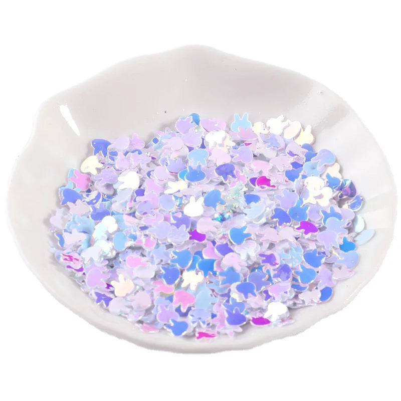 Hengxin 4 MM Gold Effect Easter Glitters Sequins Rabbit Bunny Glitter Sequin for Slime Craft DIY Nail Art Decoration