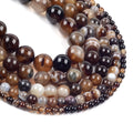 Natural Stone Brown Stripe Line Agate Onyx Beads for Jewelry Making 4 6 8 10mm Round Loose Beads DIY
