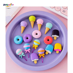 4 in 1 Cute Cartoon Dessert-Shaped Plastic Pencil Eraser Creative School Supplies and Gifts for Children