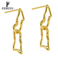18K Gold Irregular Open Link Stud Earrings Womens 925 Sterling Silver Luxury Geometrical Earring Custom Fine Jewelry Wholesale