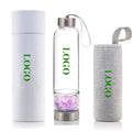 Natural Crystal Gemstone Water Bottle Healing Elixir Crystal Gem Infused Crystal Glass Water Bottle