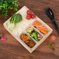 Disposable Fast Food Folding Box Eco-Friendly Wooden Bento Salad Container with Paper Wooden Lid for Take Out for Rice Dishes