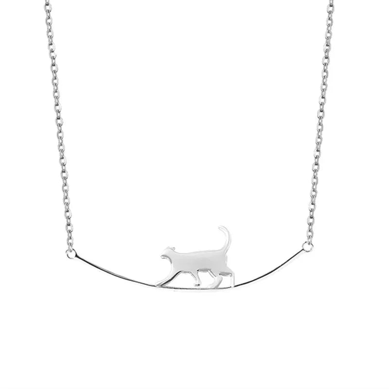 Wholesale 925 Silver Cat Necklaces Pendants Choker Necklace for Women Girl Jewelry Colar De Plata Drop Shipping