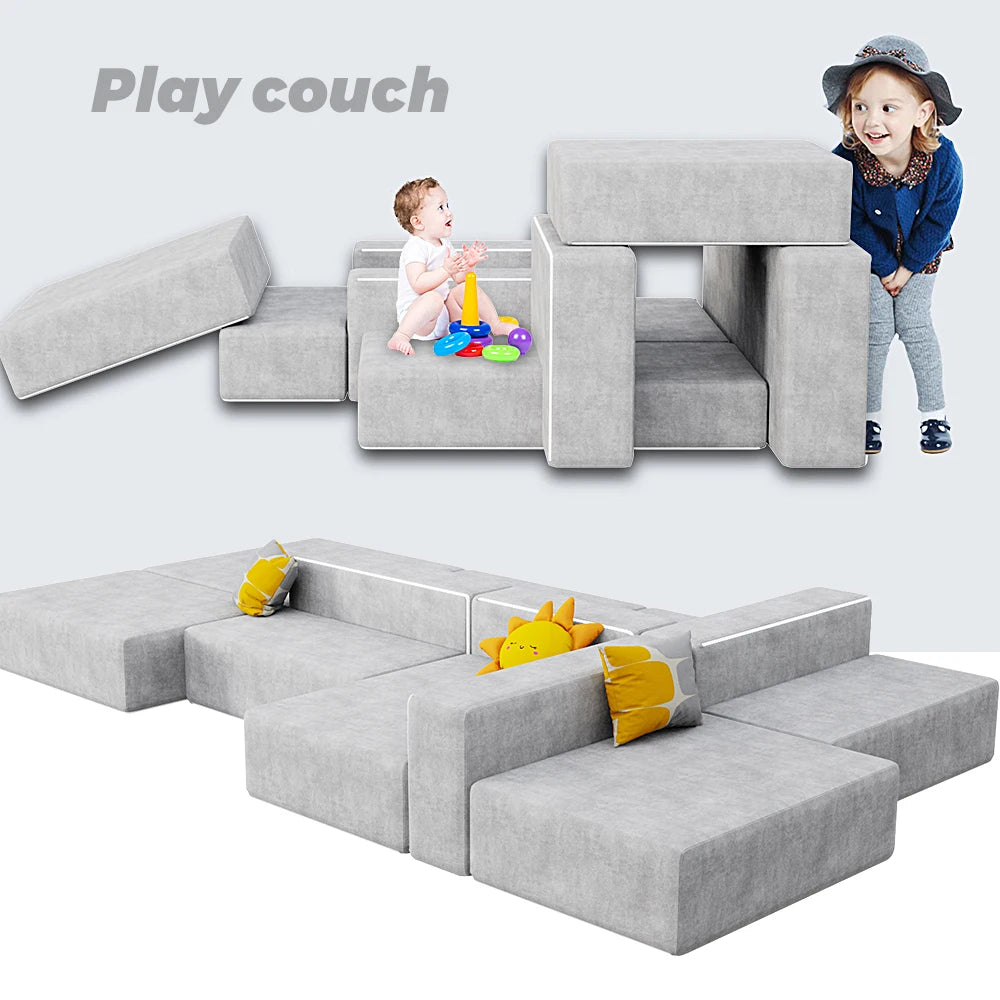 Kids Couch Christmas Gift Certipur-us Foam Living Room Sofas Castle Play Couch Creative Kids Foam Building Blocks