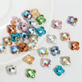 Lan Guang High Quality Multicolor Fourleaf Flower Glass Rhinestone Nail Flatback Nail Art Rhinestone Set Accessories