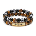 Hot Selling Vintage Men's Beaded Bracelets Set Copper Micro Zircon Obsidian Hematite Tiger Eye Geometric Pattern Diamond-Gift