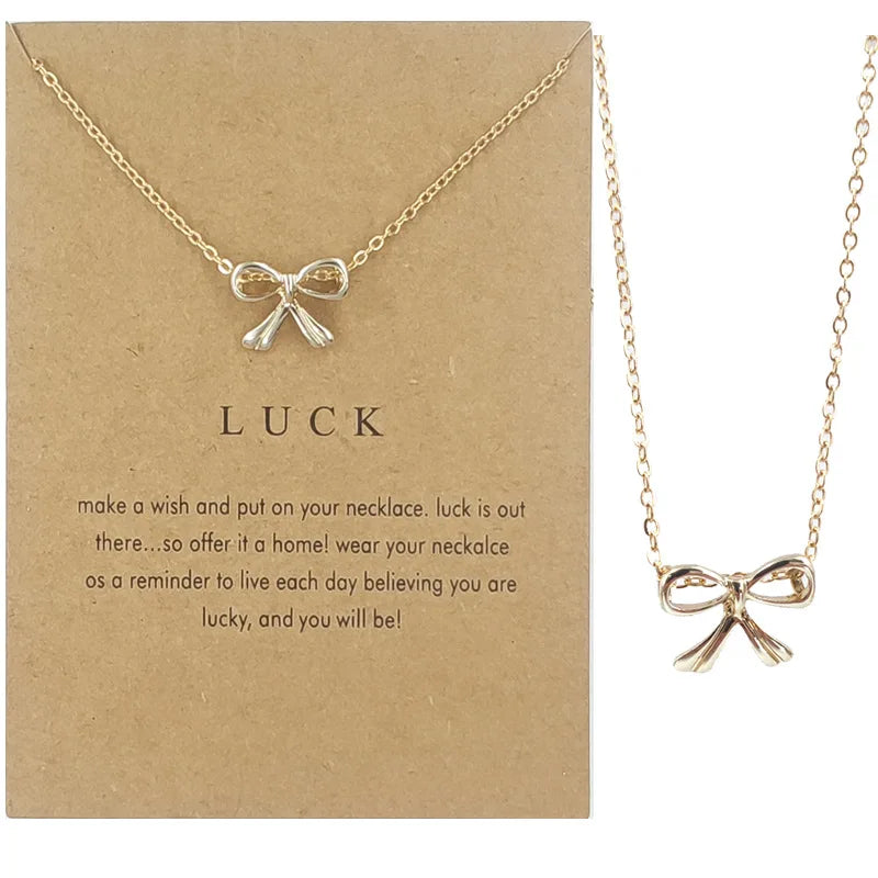 Wholesale High Quality Small Simple Bow Necklace with Card Packing