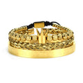 European American Retro Punk Bracelet Vintage Woven Bracelet Roman Alphabet Crown Punk Jewelry Stainless Steel Bracelet