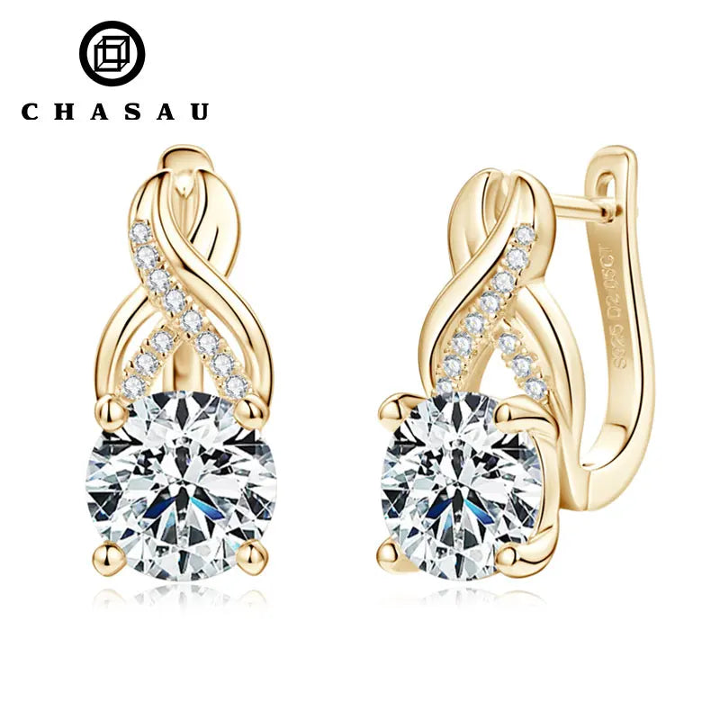 Chasau New Arrival GRA Certification 925 Sterling Silver 8mm 2.0ct Full Stone Moissanite Infinity Hoop Earrings for Women