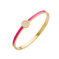 Fashion Fine Jewelry Non Tarnish Stainless Steel Round Shell Charm Enamel Bangle Bracelets