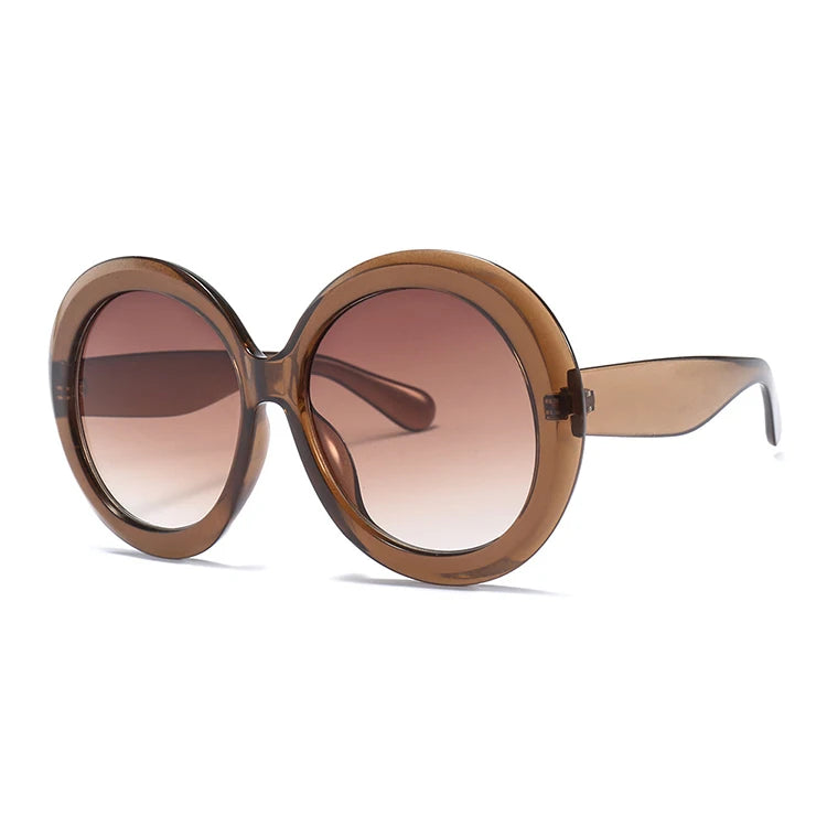 Hot Sale Fashion Round Oversized Frame Shades Sun Glasses Brand Designer Luxury Women Sunglasses UV400