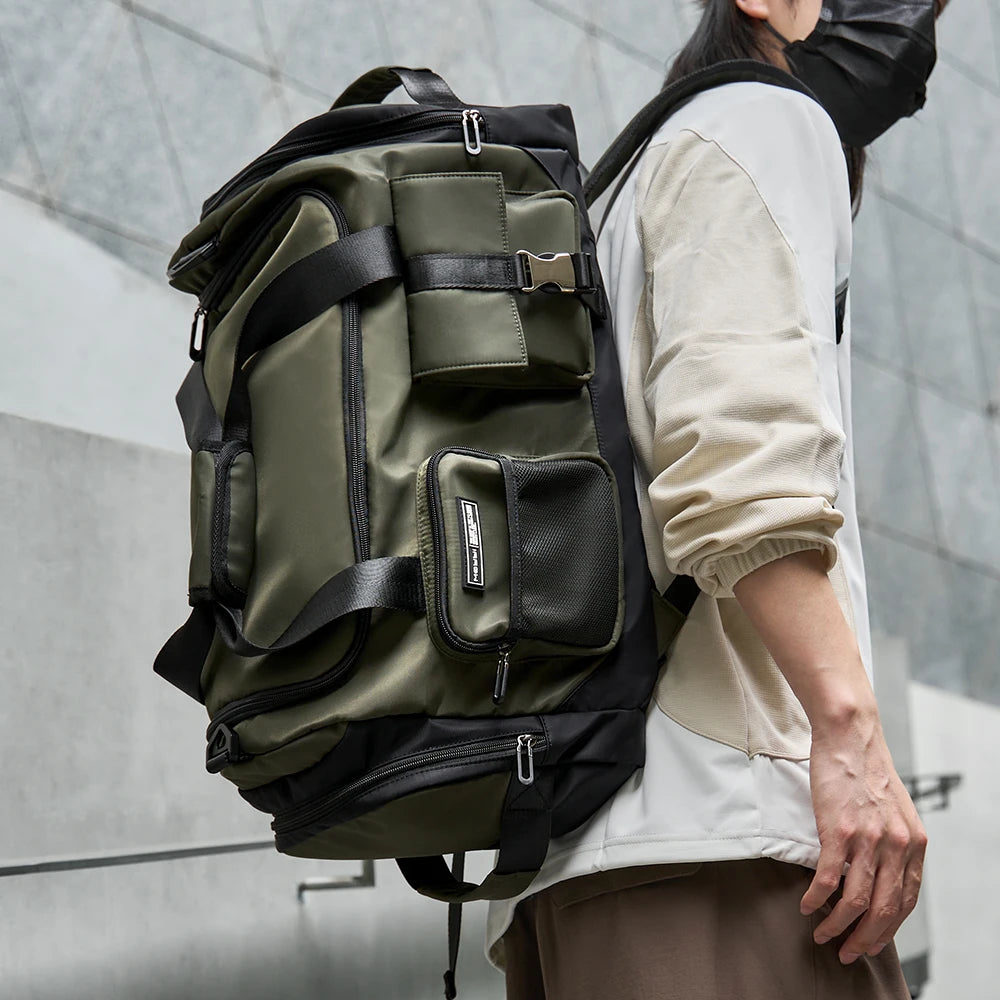 Traveling Backpack Large Capacity Travel Bag with Shoe Compartment Waterproof Oxford Fitness Sports Duffel Gym Bags for Men
