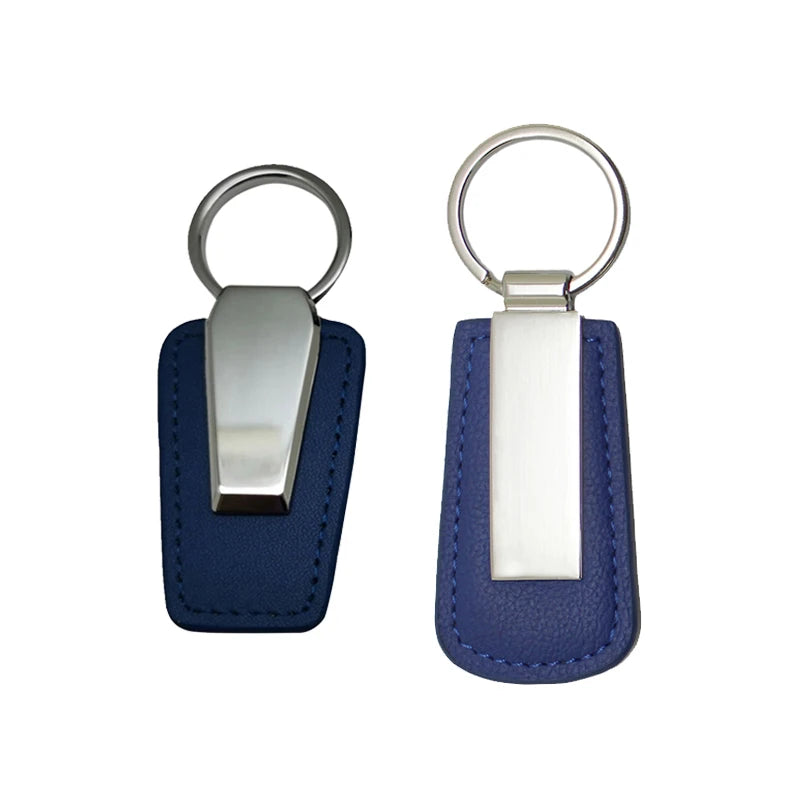 Wholesale Price Logo Custom Business Plain Key Holder Metal Car Key Chain Promotional Gift Pu Round Leather Keychain