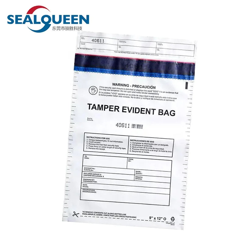 Strong Adhesive Self Seal Custom Design Tamper Proof Evidence Deposit Cash Security Bags