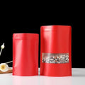 Recyclable Red Ziplock Kraft Paper Stand up Pouch With Window Food Packaging Bag for Grain Food Candy Biscuit Nuts Tea