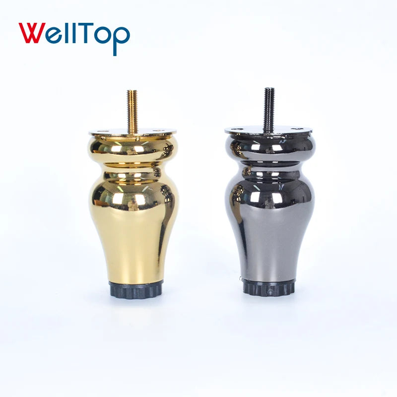 WT-L002 WELLTOP Modern Cheap Adjustable Cabinet Leg Corner Calabash Type Metal Furniture Legs Support Gold Legs for Sofa