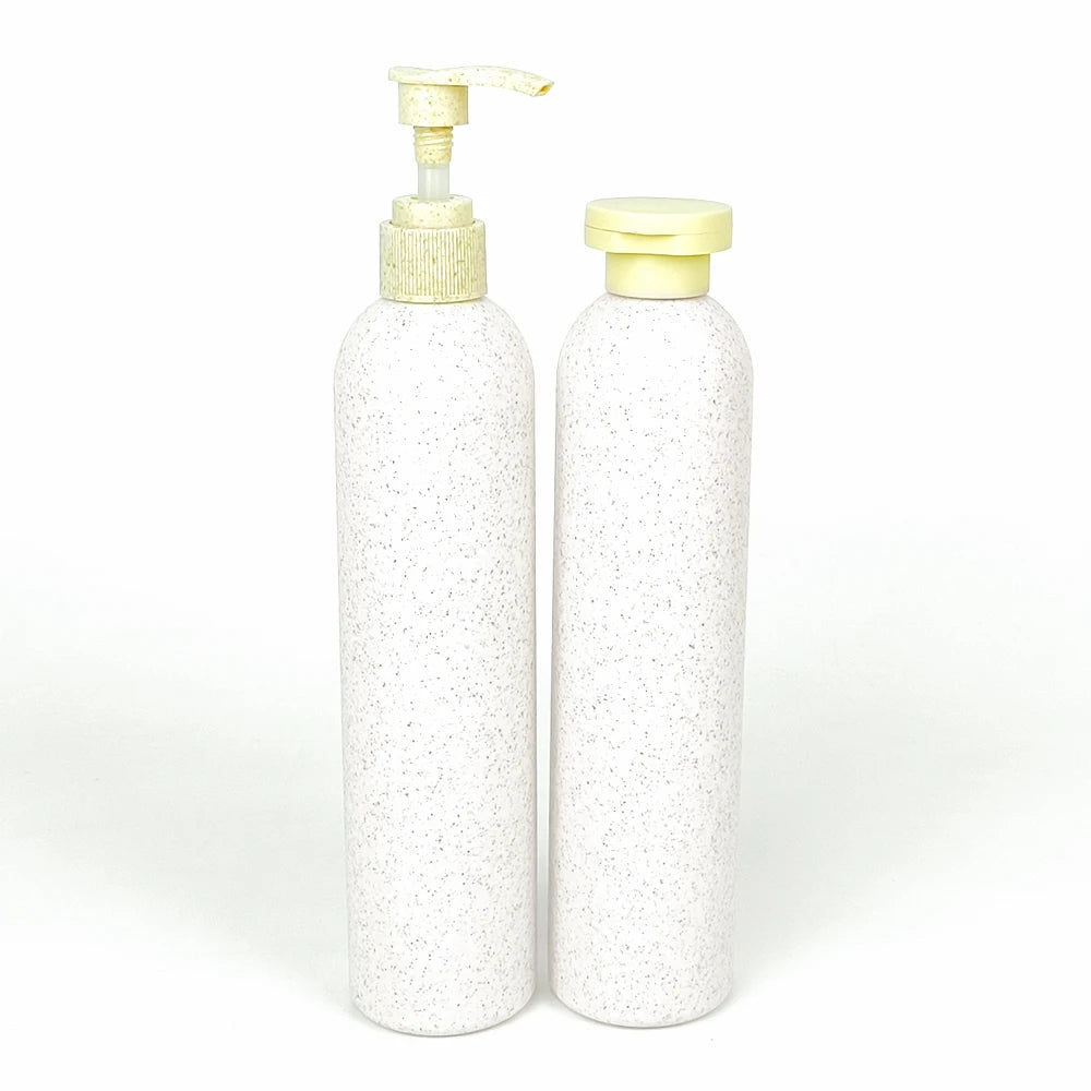 240ml Wheat Straw Refillable Cosmetic Packaging Screw Cap Screen Printing Lotion Shampoo Face Mask False Eyelashes