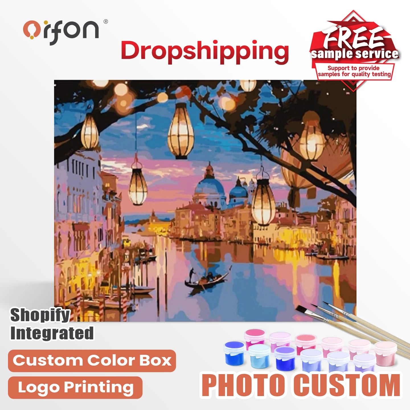 Orfon Factory Direct Drop Shipping Paint by Numbers Kits - Enchanting Venice Night Canal Art for Adult DIY Home Decor Wholesale