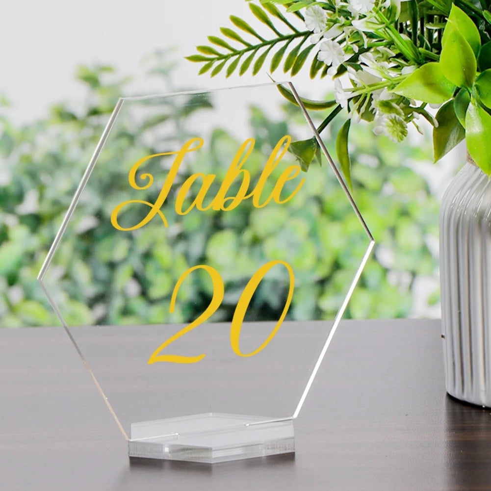 Ourwarm Wedding Decorations Set Letters Hexagon Holders Gold Cards Acrylic Wedding Table Number