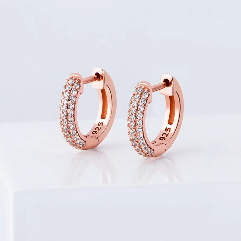 Hot Selling Summer New Trendy 925 Silver Gold Plating Iced Earrings Mini Hoop Earrings Small Circle Round Drop Earring for Women