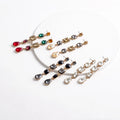 Wholesale Gold Plated Glass Square Round Dangle Earrings Women Long Rhinestone Crystal Geometric Stud Earrings Jewelry