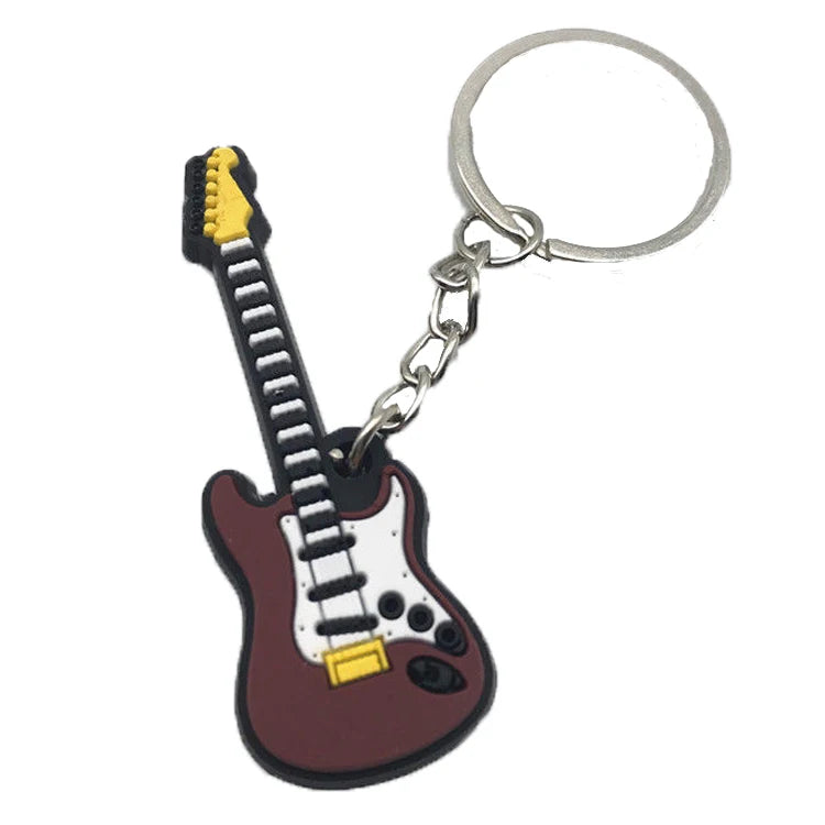 Jinwei Gift Cute Anime Musical Instrument Silicone Guitar Keychain PVC Soft Pendant Small Gift Keychain Accessories MegaBDM